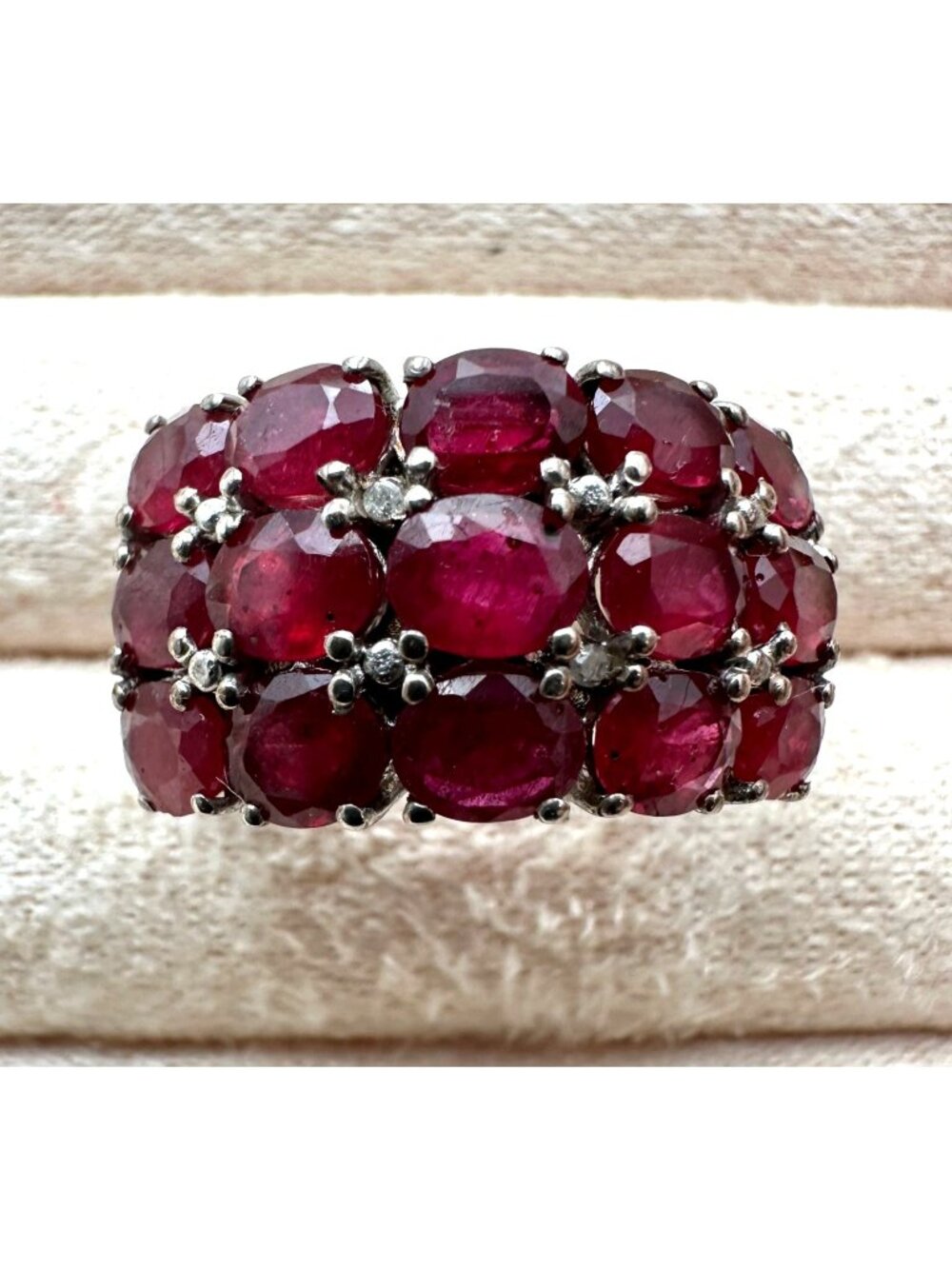 Chuck Clemency Ruby Cluster Ring Sterling Silver Gold Accents Size 8